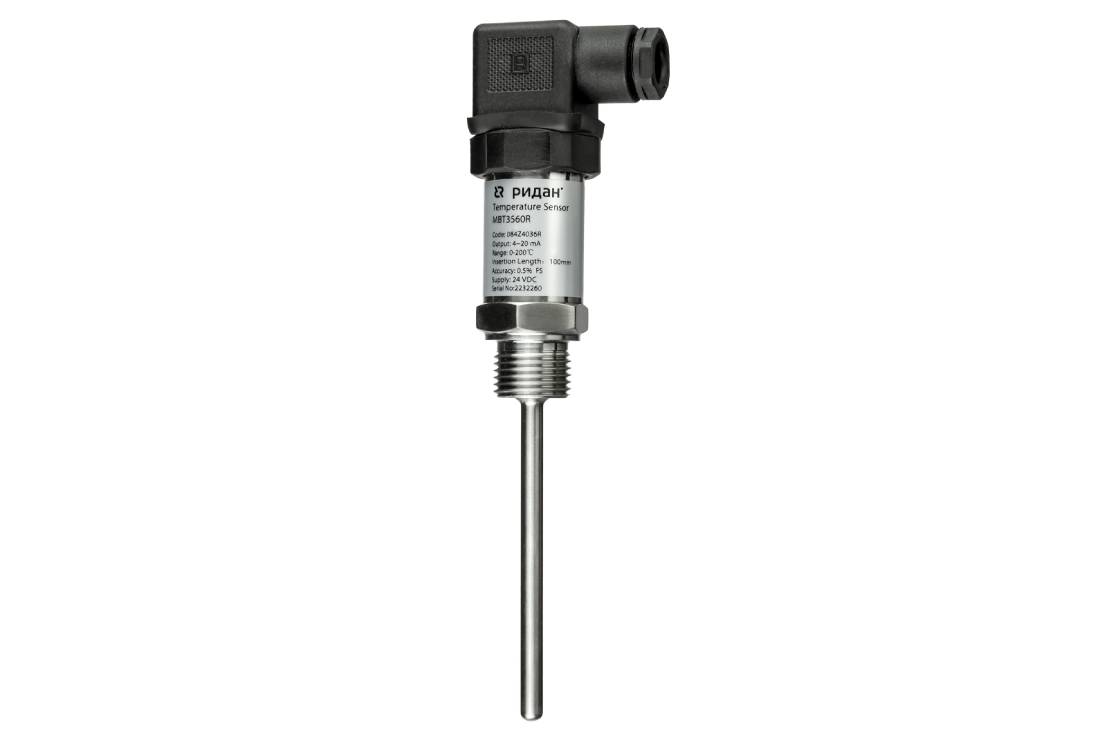 Термопреобразователь MBT 3560R c поверкой, диапазон измерения 0-200°С, выходной сигнал 4-20 мА, длина погружной части 200 мм, присоединение G 1/2 РИДАН Ридан 084Z4038RP