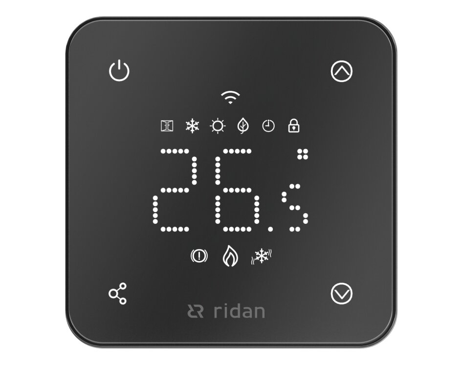 Электронный комнатный термостат RSmart-FB с Wi-Fi подключением 230V, черный РИДАН Ридан 088L1144R