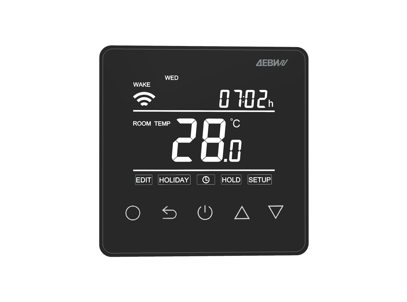 Терморегулятор ДЕВИ Prime c Wi-Fi черный IP 21, размеры 87 x 87 x 42 мм, диапазон регулирования температуры 5...40 °С РИДАН ДЕВИ Ридан 140F1143R