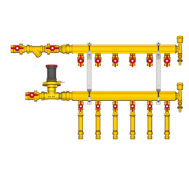 Узел коллекторный отопления этажный, подключение тип B1 (D2) 3/4" x 1/2" / 5 GE553-B1(D2) Giacomini GE553Y305