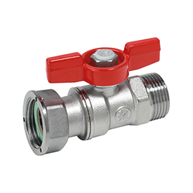 Кран шаровой с нар. резьбой для счетчиков 3/4"M x 3/4"гайка - красн. рук. R254P Giacomini R254PY004