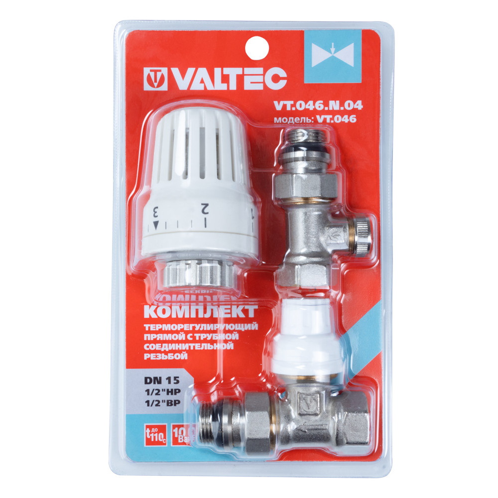 Комплект терморегулируюшего оборудования для радиатора прямой 1/2" VALTEC Valtec VT.046.N.04