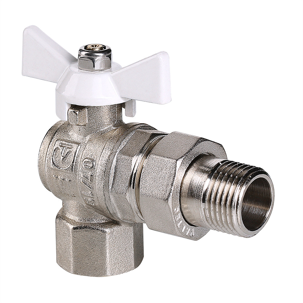 Кран шаровой BASE угловой с полусгоном и белой ручкой 1/2" VALTEC Valtec VT.228.NW.04