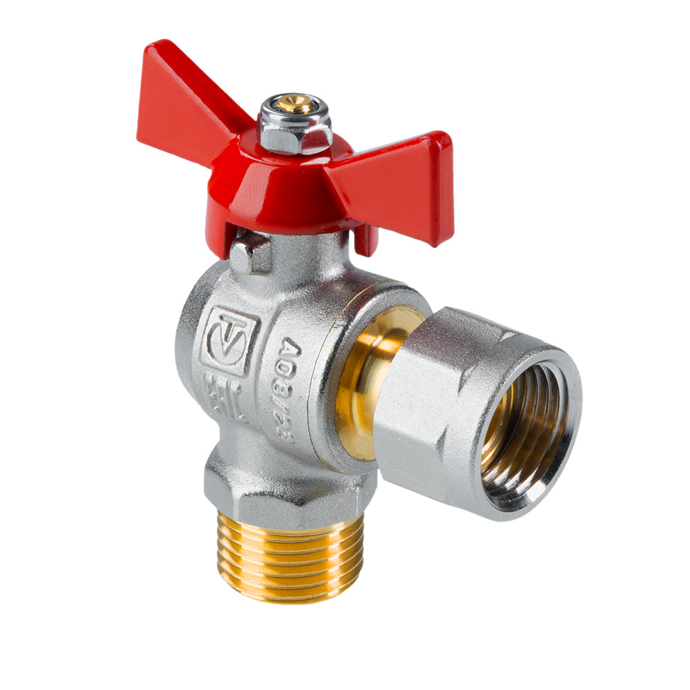 Кран шаровой угловой с накидной гайкой и наружной резьбой 1/2" х 1/2" VALTEC Valtec VT.267.N.0404